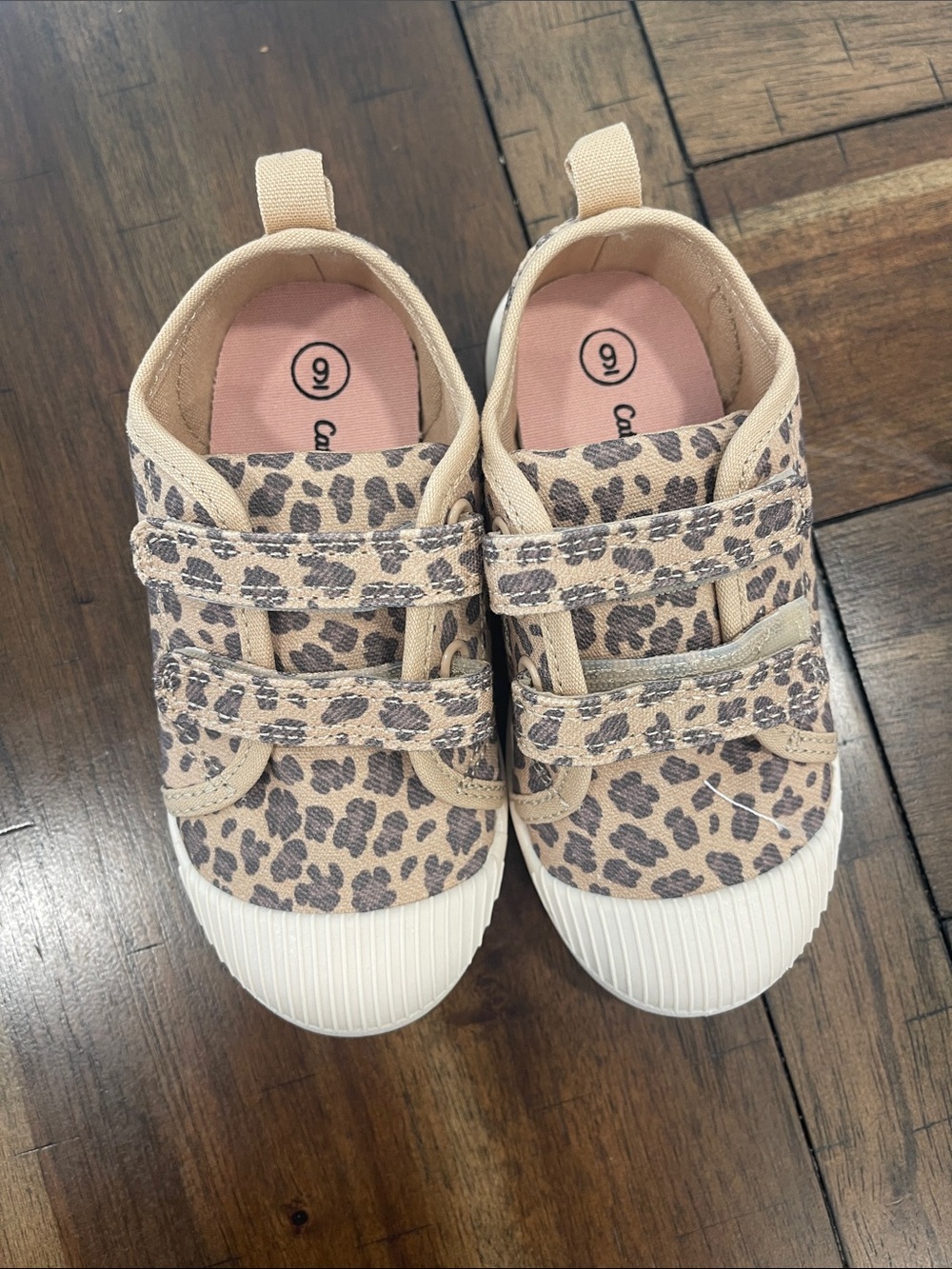 Cat & Jack Beige Leopard Print Slip-On Sneakers with Pink Insole